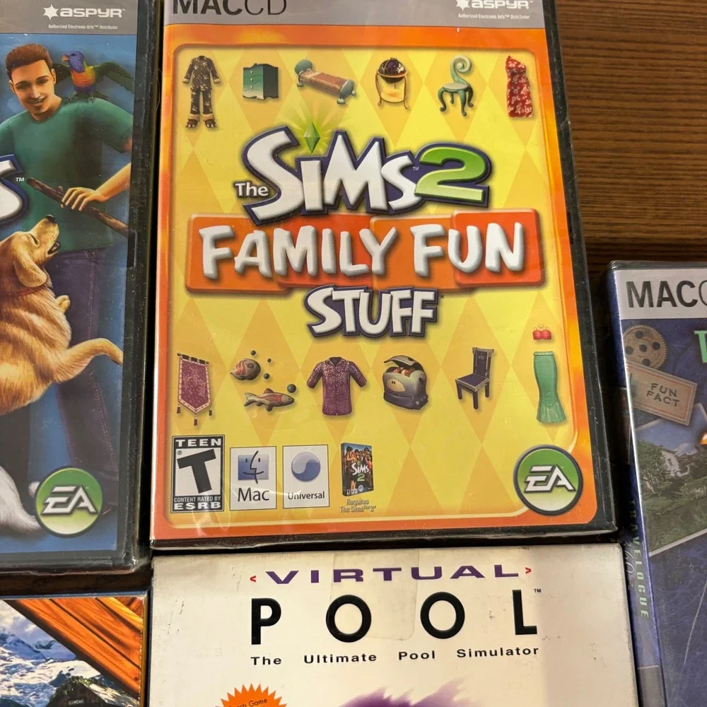 Lot of 9 PC Mac Games Sims 2 Pets Civilization IV Virtual Pool 360‎ Paris CD-ROM